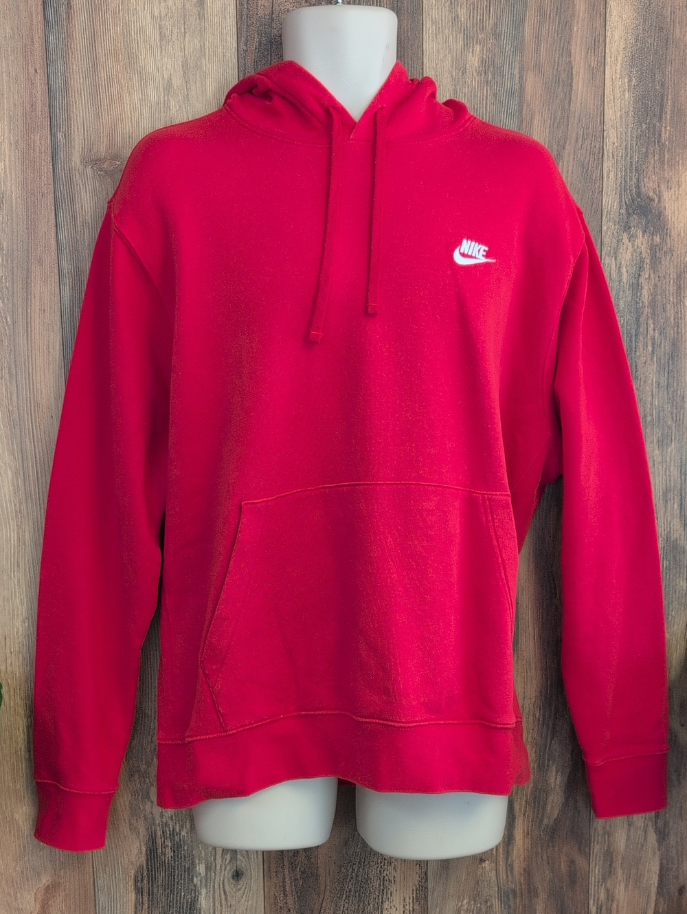 Nike Men's Red Sportswear Club Fleece Pullover Hoodie XL Q297